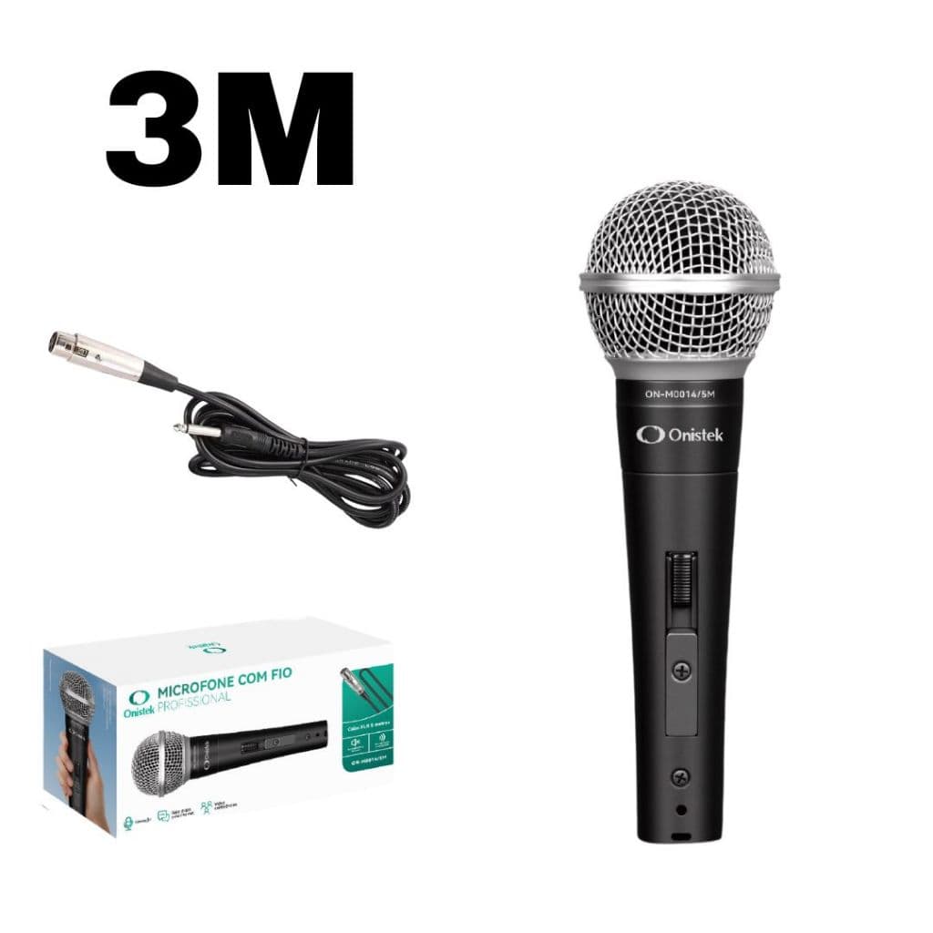 Microfone Profissional Com Fio Dinâmico-3M