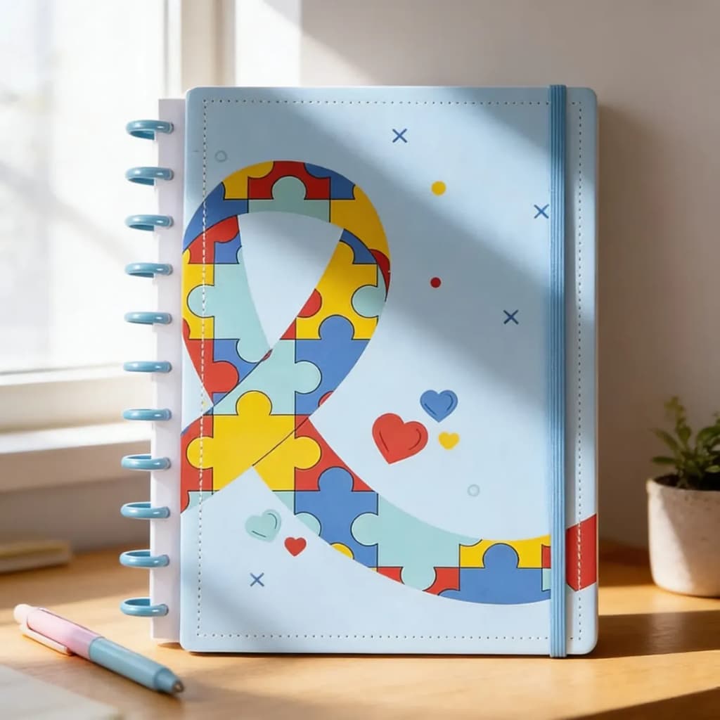 Caderno Inteligente Autista Médio Disco Capa Dura 80 Folhas