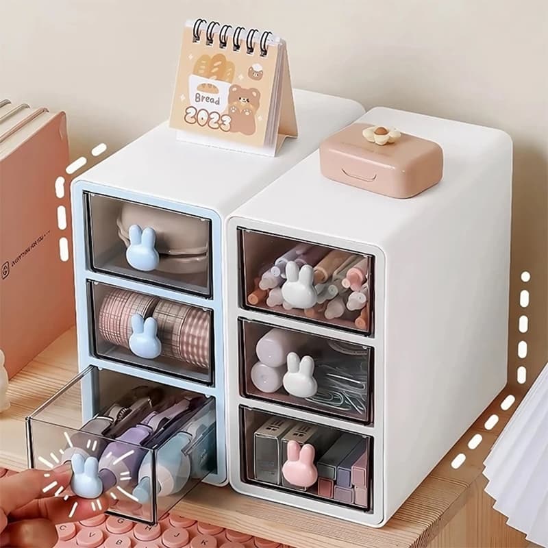 Desktop Organizer Organizador Porta Coelhos Mini Fofo Gaveta Treco Maquiagem De Mesa Pequeno Multifuncional Estilo
