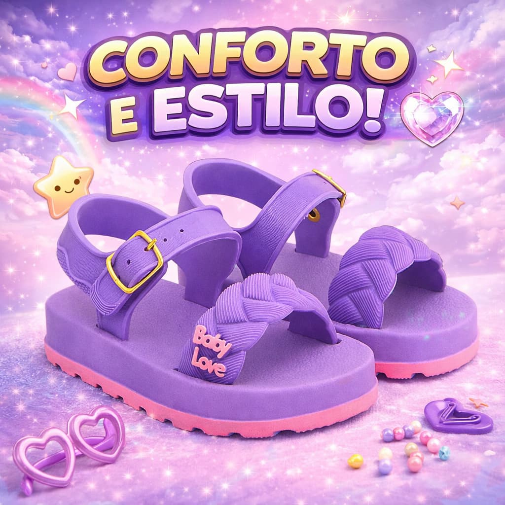 Sandália Papete Feminina Menina Infantil Confortável Leve Super Macia Com Fivela Primeiros Passos Antiderrapante Leve