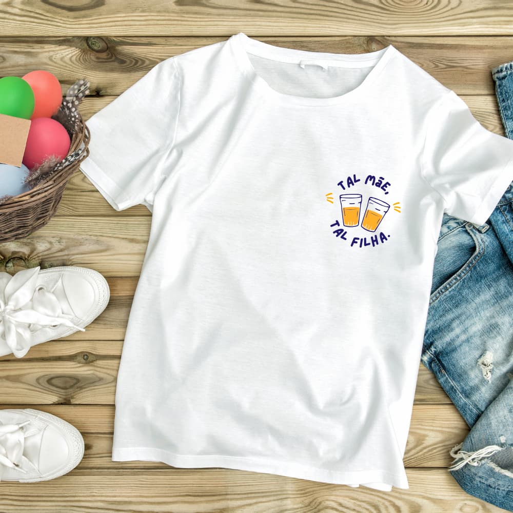 CAMISETA CAMISA FEMININA ALGODAO PERSONALIZADA TAL MAE TAL FILHA
