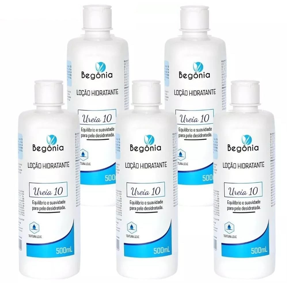 5 Unidades Loção Hidratante Ureia 500ml - Begônia Cosméticos