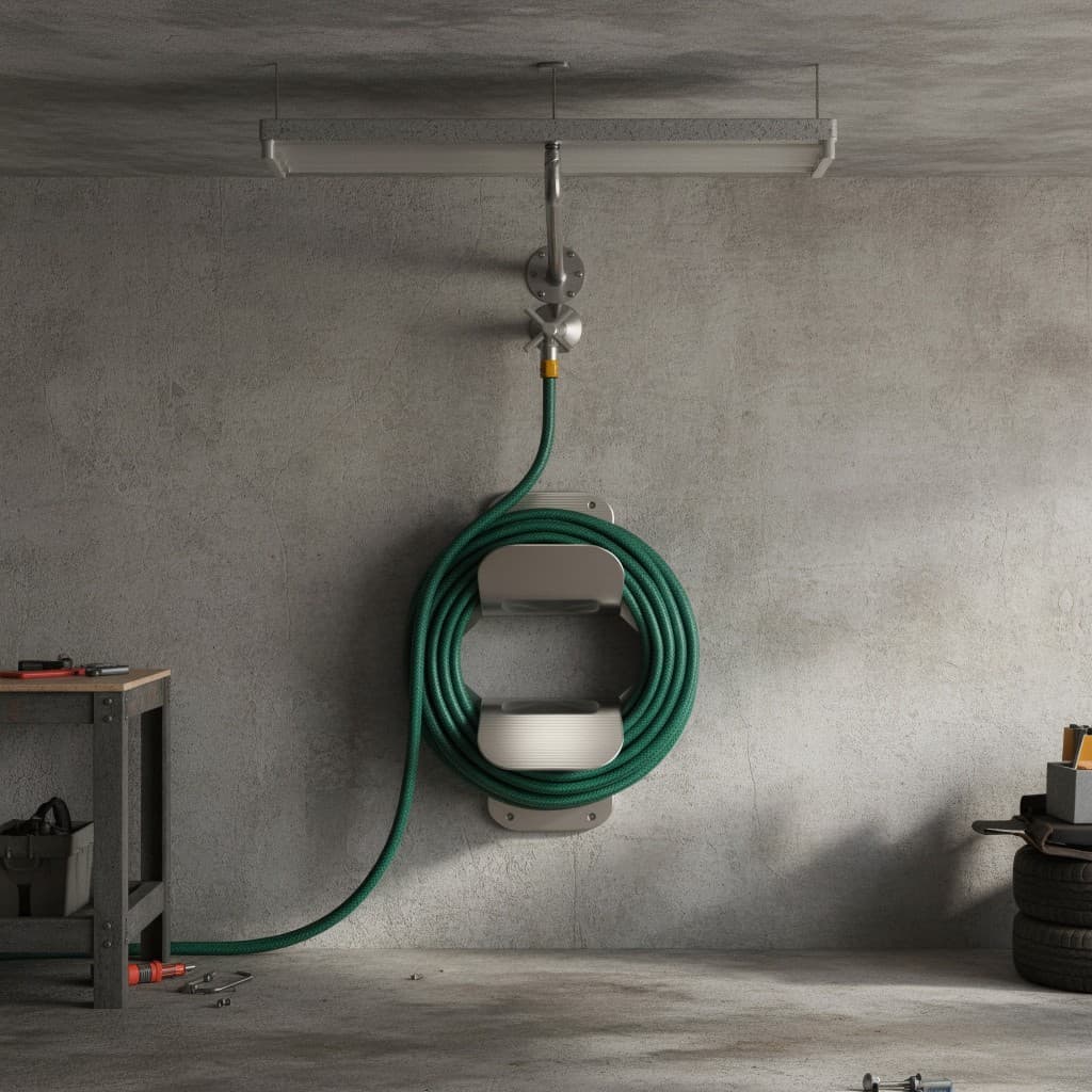 Suporte Enrolador De Mangueira Duplo Para Jardim E Quintal Em Aço Inox