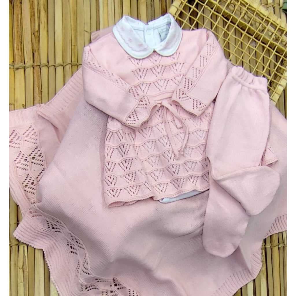 Conjunto Samy Baby Saída De Maternidade Em Tricô Para Bebês