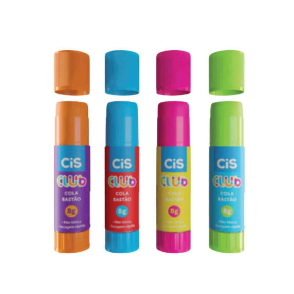 Cola Bastão CIS Club 8g – Colorida, Secagem Rápida e Fácil de Usar
