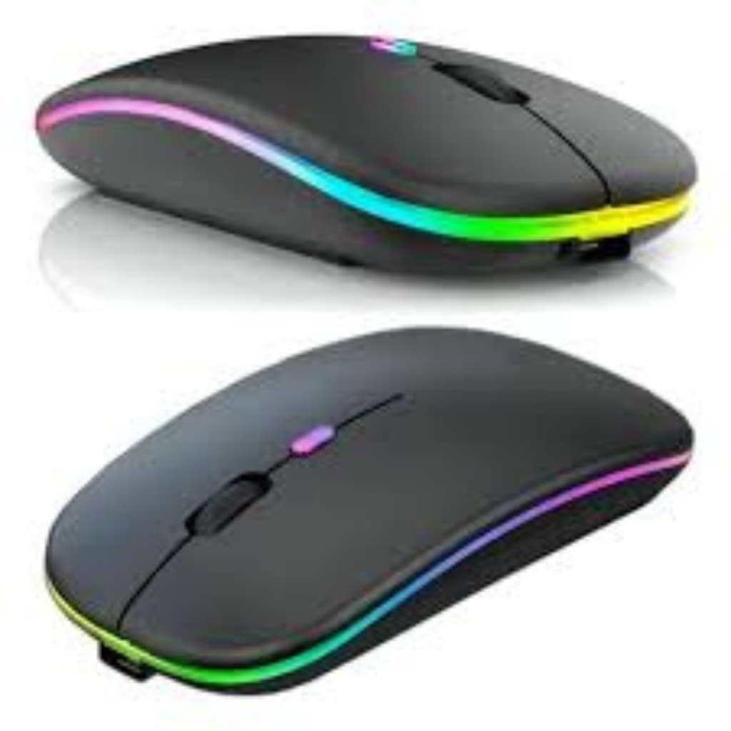Mouse Sem Fio H'Maston E-1300 Pro Luminoso RGB Canal Duplo 2.4G + Bluetooth Recarregável