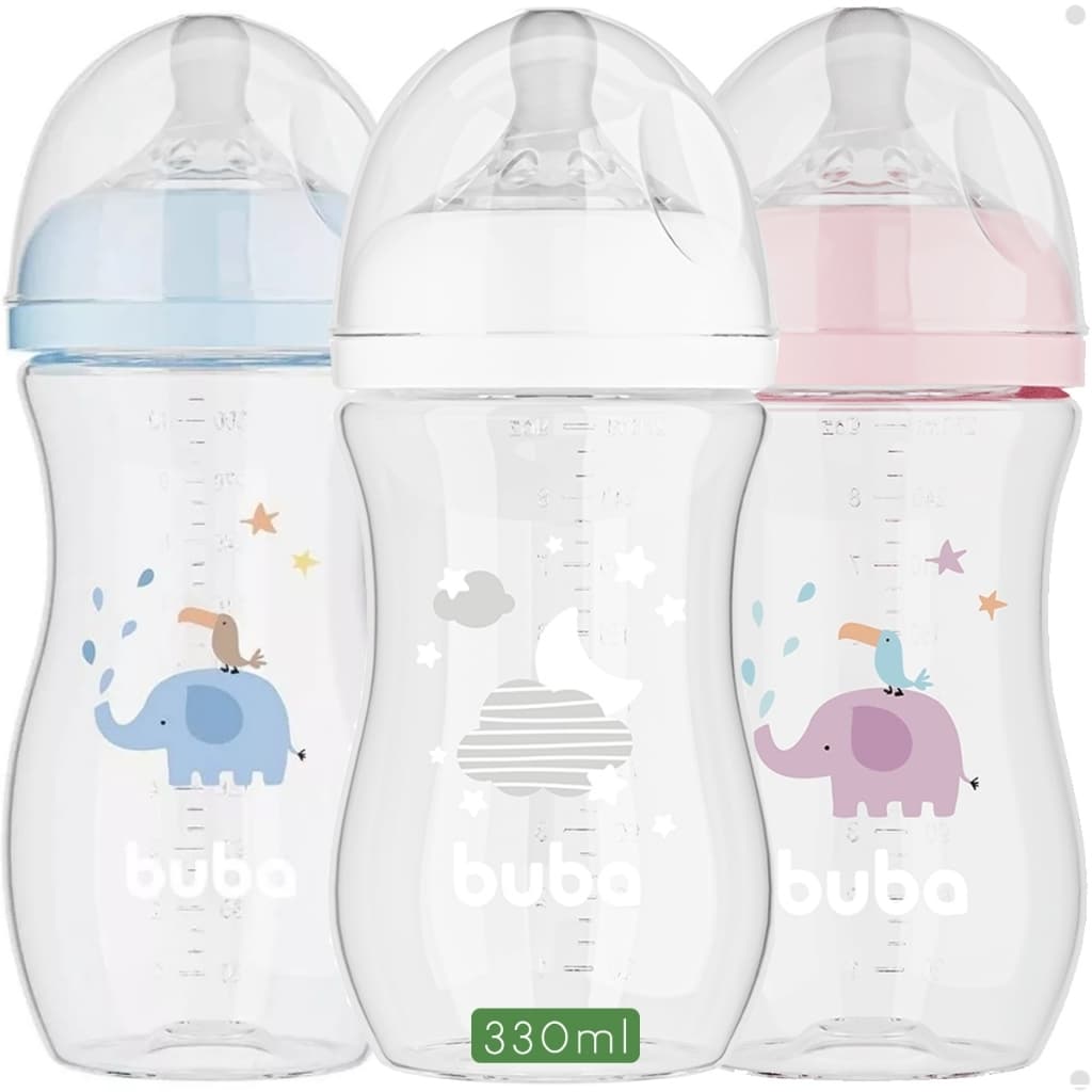 Mamadeira Anticólica que Evita Gases Easy Flow Nuvem 330ML  Buba Silicone