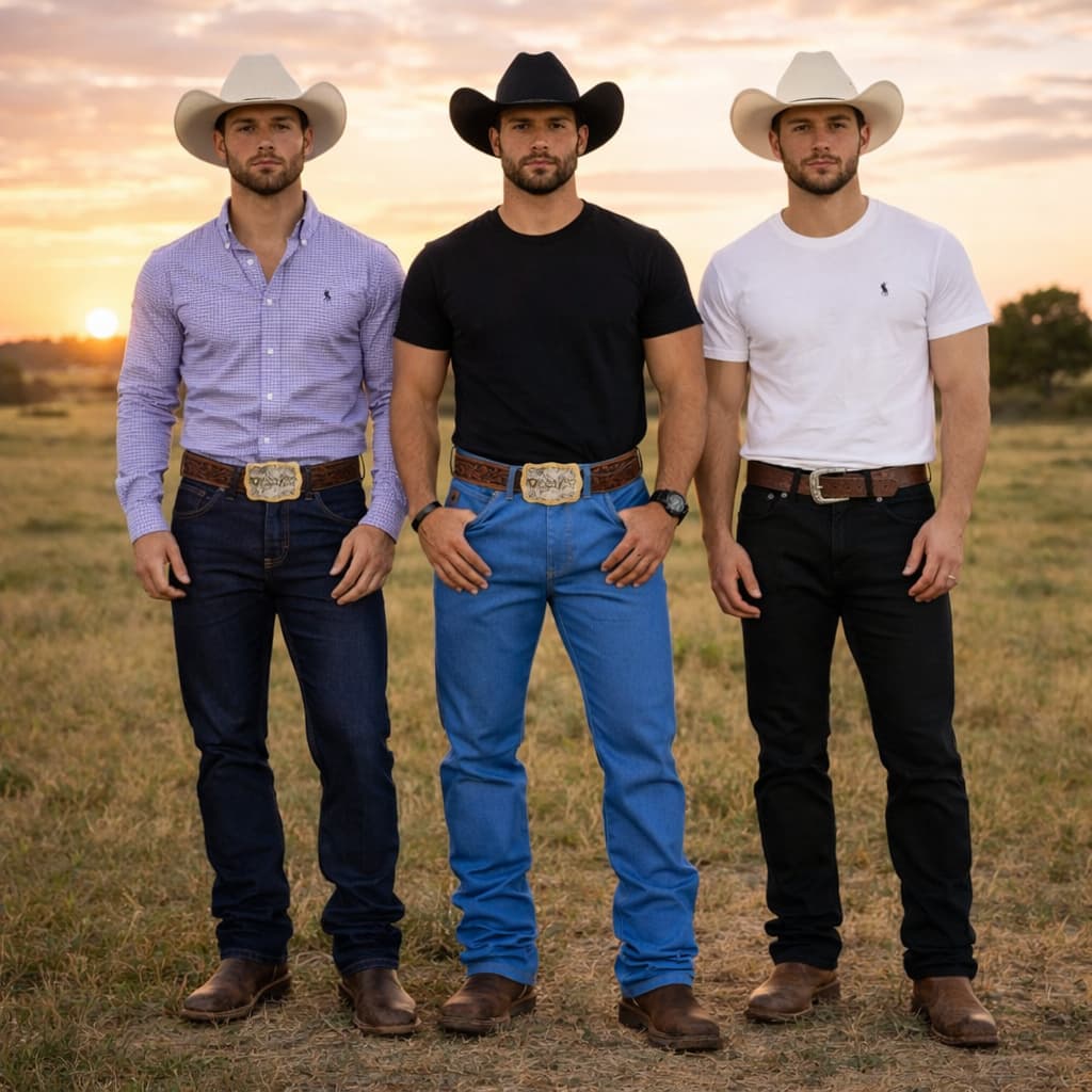 Kit 3 Calça Jeans Country Masculina Reta Premium com Elastano Confortável ResistenteTrabalho Rodeio