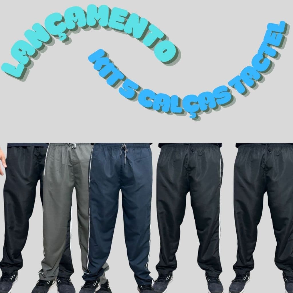 Kit 5 Calça Masculina Tactel Academia Esportiva Fitness