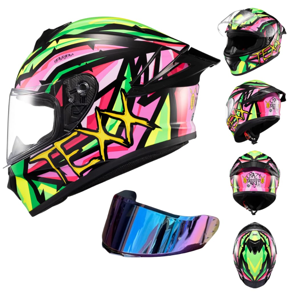 Capacete Texx Fechado Spihe Maasai Esportivo Rosa Verde