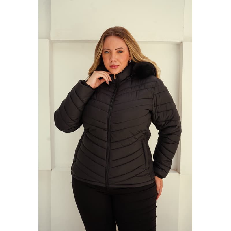 Jaqueta Bobojaco Feminino Plus Size | Forrada Pelúciada | Capuz Removível