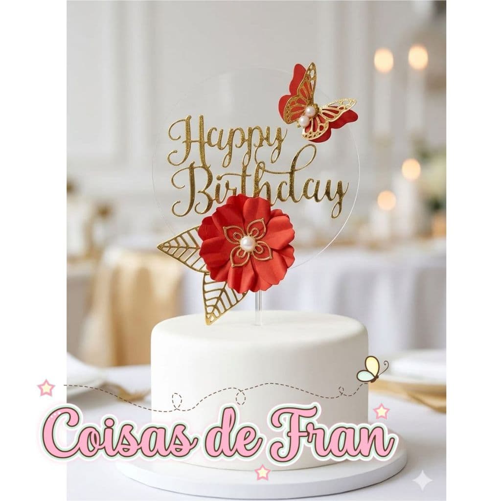 5 topos de bolo Borboletas com flor, topeer, aniversário, festa, decoração, bolo, floral, borboletas