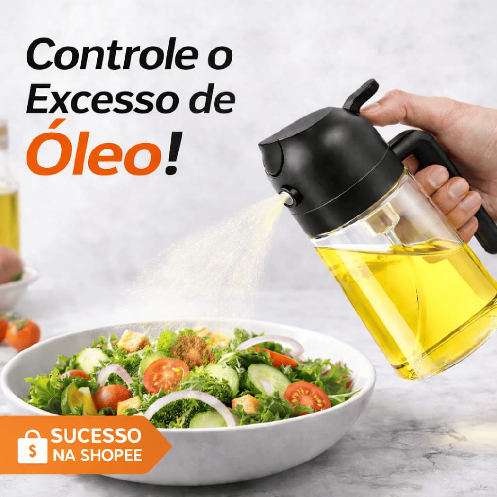 Porta Azeite Óleo Vinagre Shoyu Galheteiro 2 em 1 Bico Dosador + Spray Pulverizador