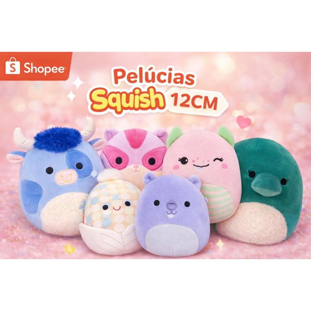 Pelúcia Squishmallows 12cm Fofa Macia Antialérgica Infantil Bichinhos Cute Mini Plush Presente