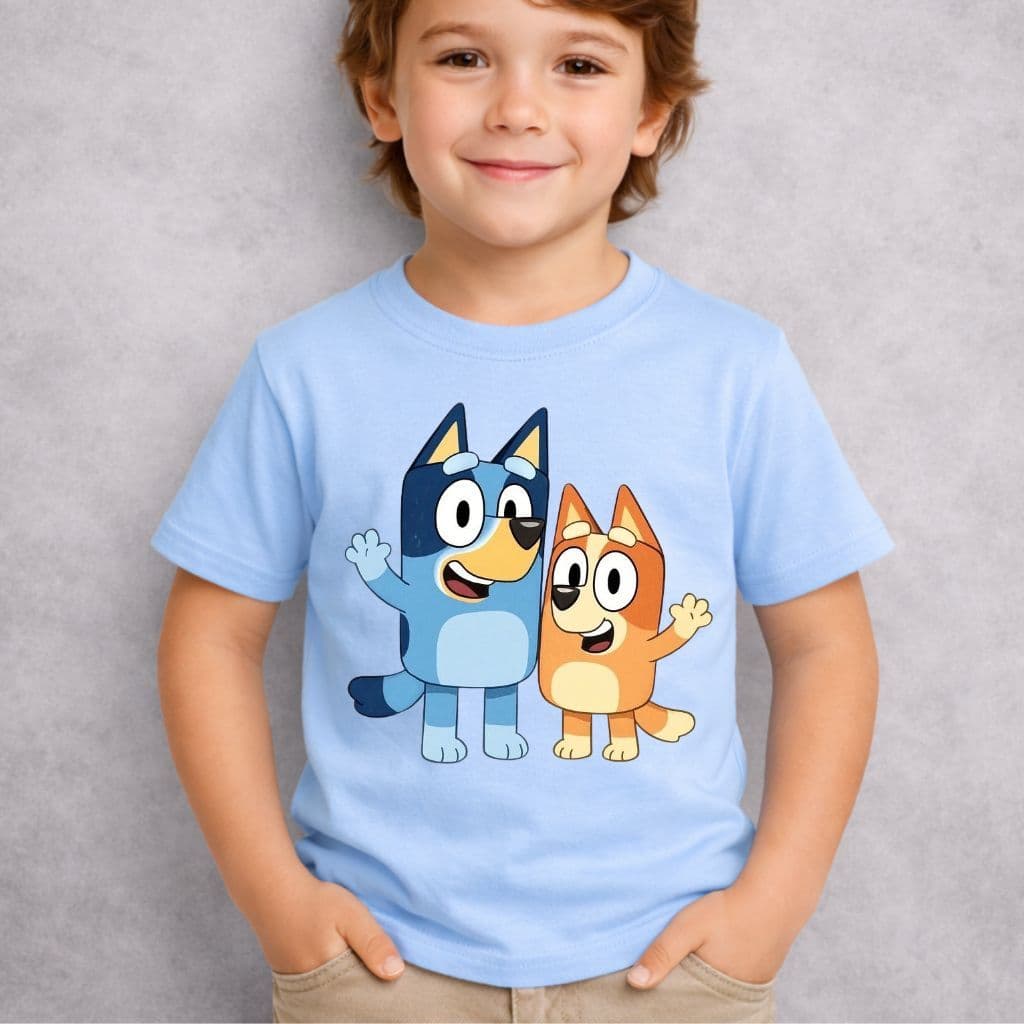 Camiseta Infantil Menino Cachorro Azul e Caramelo Desenho Patrulha Canina Blusa Premium Juvenil