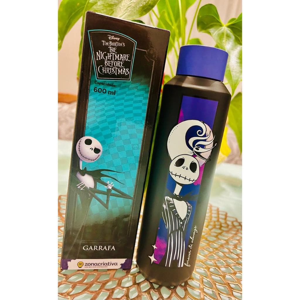 Garrafa Térmica 600ml Zonacriativa • Jack Skellington & Sally • Nightmare Before Christmas 🎃✨