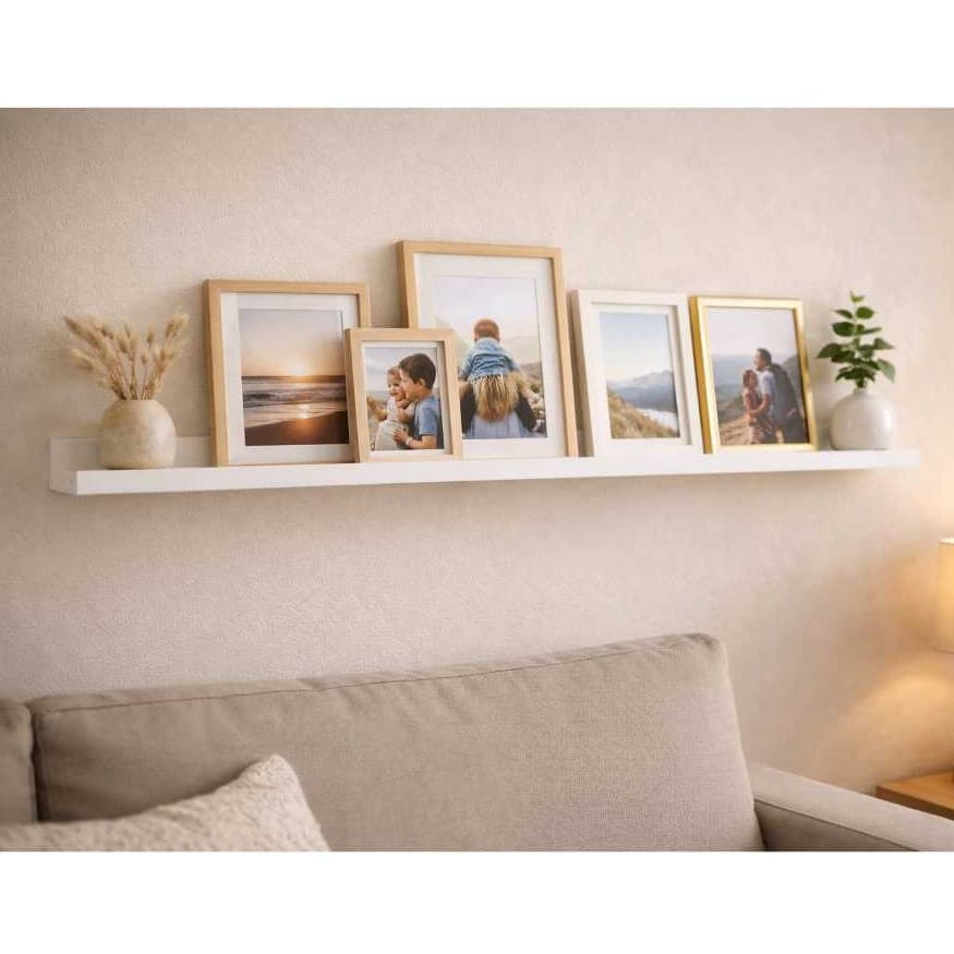 Prateleira Calha MDF Branco TX - Conjunto 4 Prateleiras