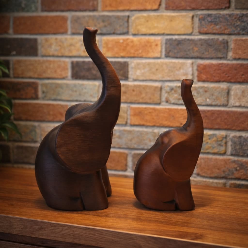 Kit Elefantes Decorativo Moderno Preto e Marrom – Decoração Sala Quarto Aparador