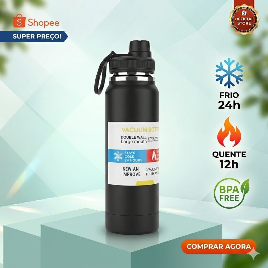 Garrafa Térmica Inox 800ml com Isolamento Térmico 24h