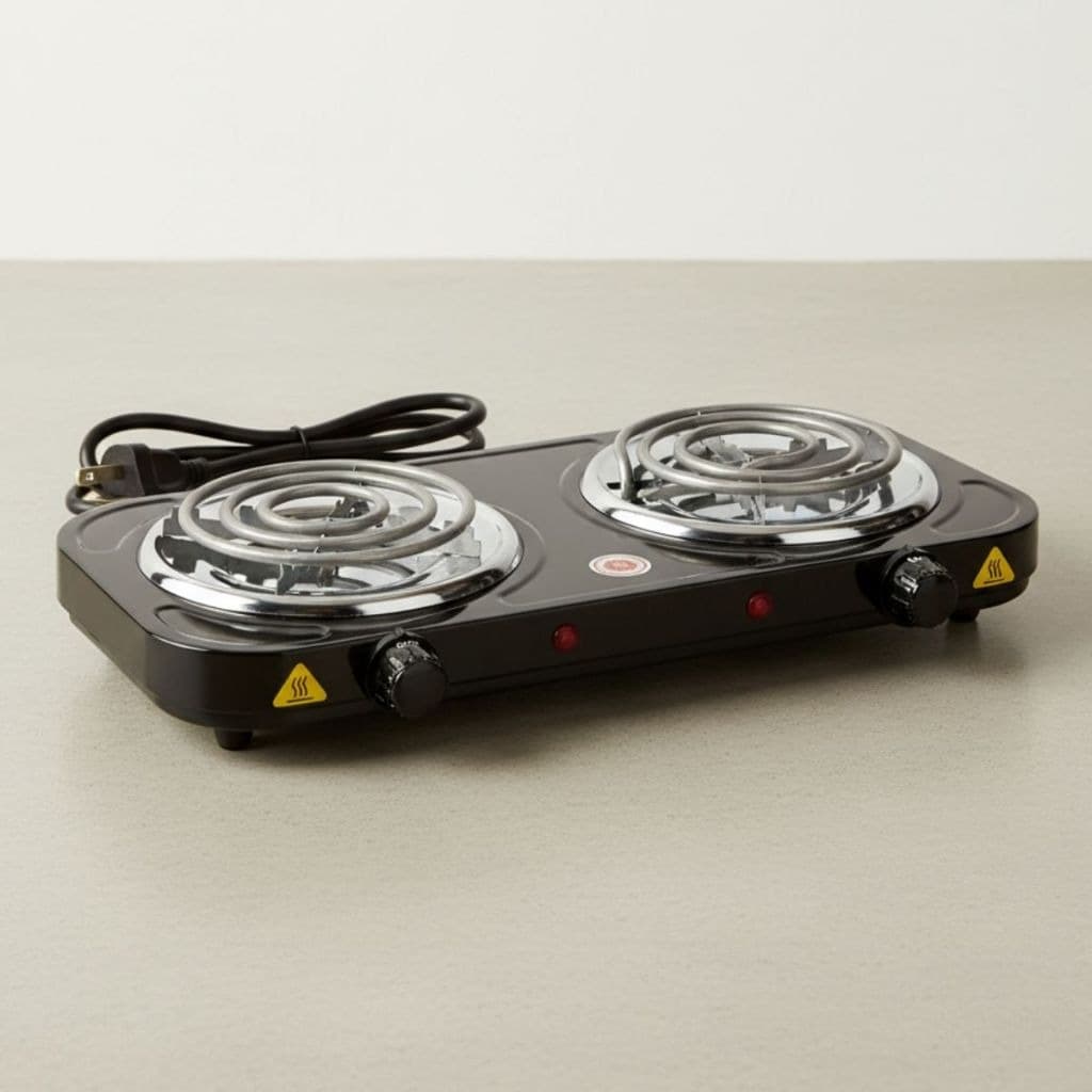 Fogareiro Fogão Elétrico Portátil Camping 2 Bocas 2000W 220V Mesa Cozinha Camping Viagem Compacto