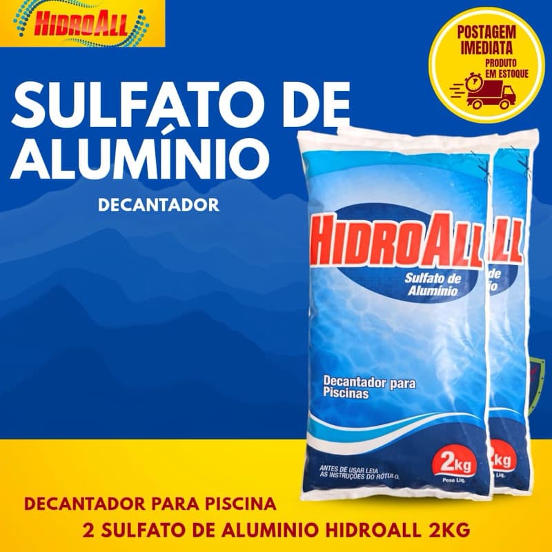 Sulfato de Alumínio 2 unid. Hidroall 2kg – Decantador e Clarificante para Piscinas