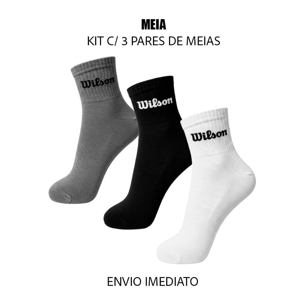 Kit 3 meias cano curto canelada marca Wilson originais