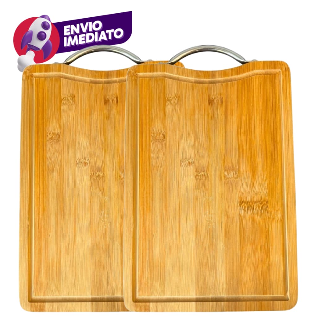 Kit Tabua Corte Carne Madeira Bambu Retangular Servir Churrasco Frios 32CM C/02 ou 05 Un