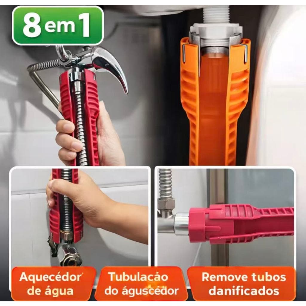 Torneira e Pia 8 Em 1 Multifuncional Ferramenta De Chave De Instalacao