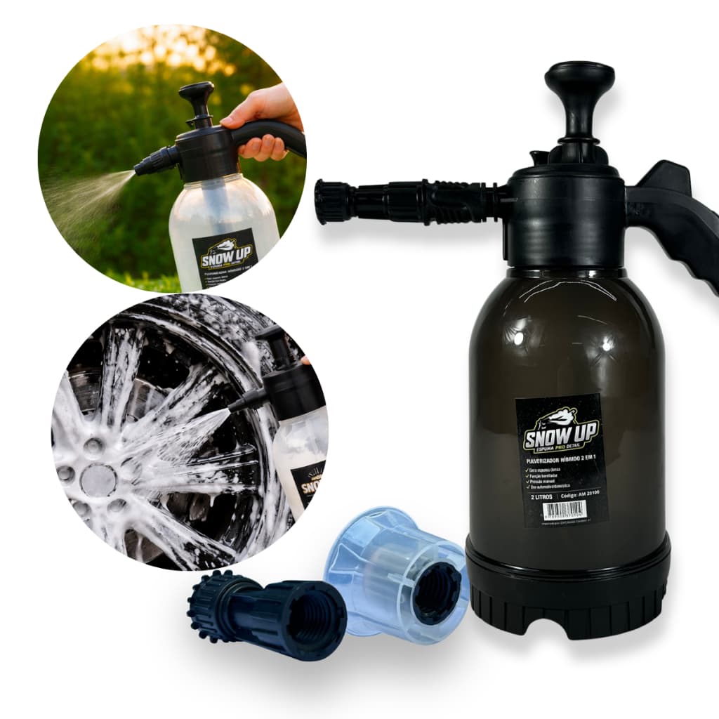 Snow Foam Manual Pulverizador de Espuma Automotivo 2 Litros Com 2 Bicos profissional Snow UP Alto Desempenho