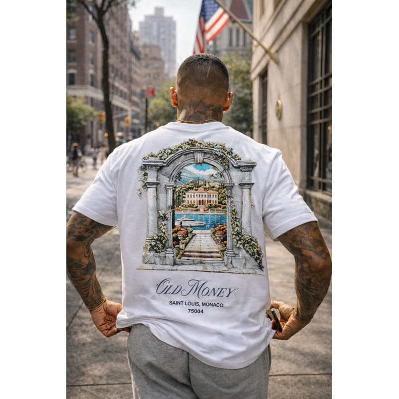 Camiseta Old Money Masculina Premium Estampa Luxo Monaco Oversized Algodão Alta Qualidade Edição Limitada