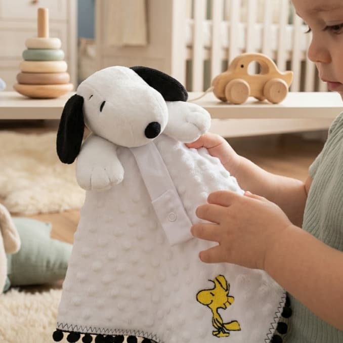 Naninha Snoopy Bebê Pelúcia Premium Com Prendedor De Chupeta + Bordado Nome