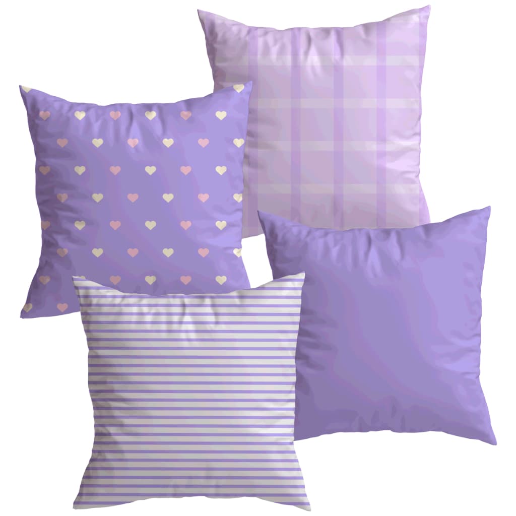 Kit Capas Almofada Xadrez Lilás Rosa Decorativa Sofá Sala 45x45 Zíper Invisível Estampada Quarto