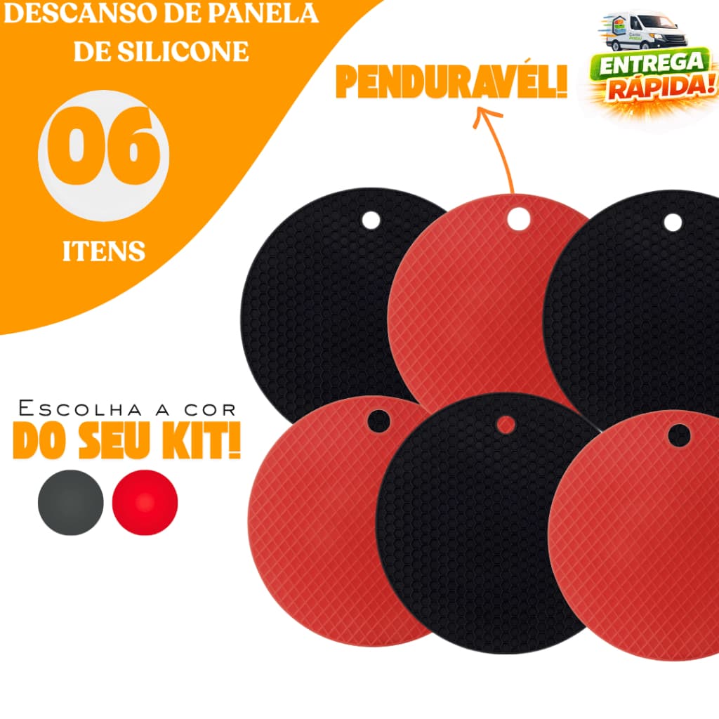Kit 06/04/02 Descanso de Panela Silicone Cozinha Panela Quente Cozinha Resistente Restaurante