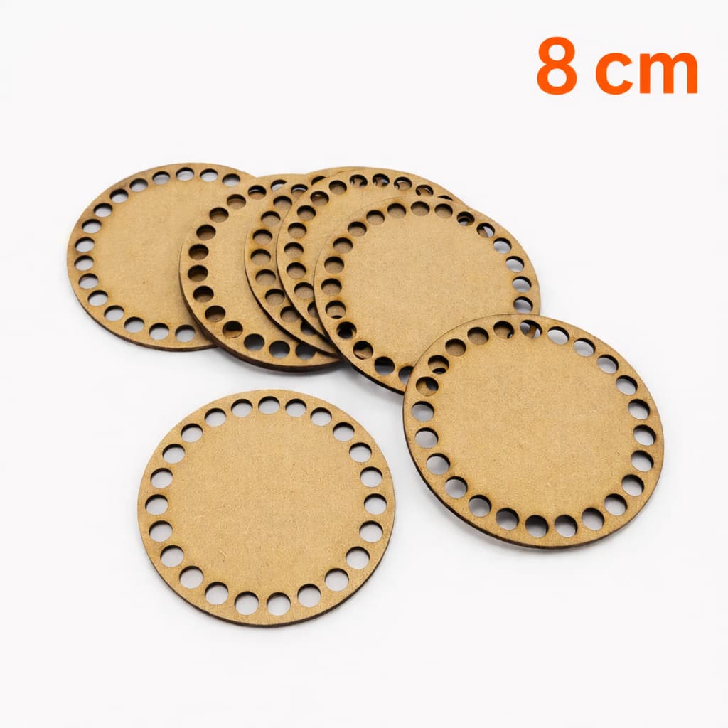 Kit 120 Bases Redonda 8 cm MDF Cru para Cesto Crochê Fio de Malha