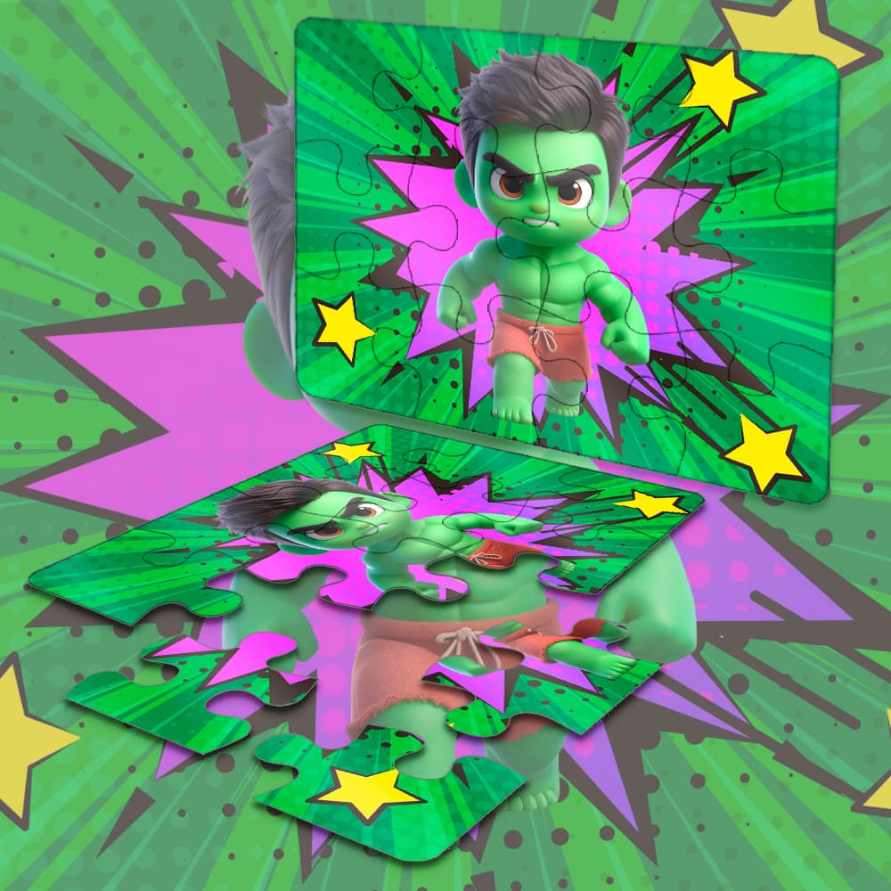 10/20/30 UNIDADES LEMBRANCINHA QUEBRA CABEÇA 12 PEÇAS INFANTIL TEMA  HULK BABY - ENVIO JÁ