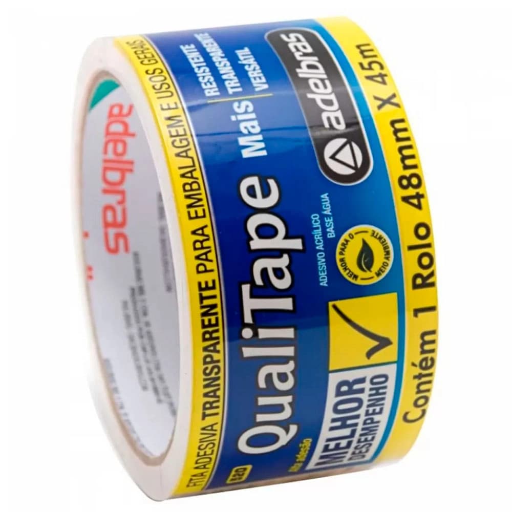 Fita Durex Adesiva Transparente 48mm x 45m Adelbras Original Embalagem Caixa Mudança Resistente