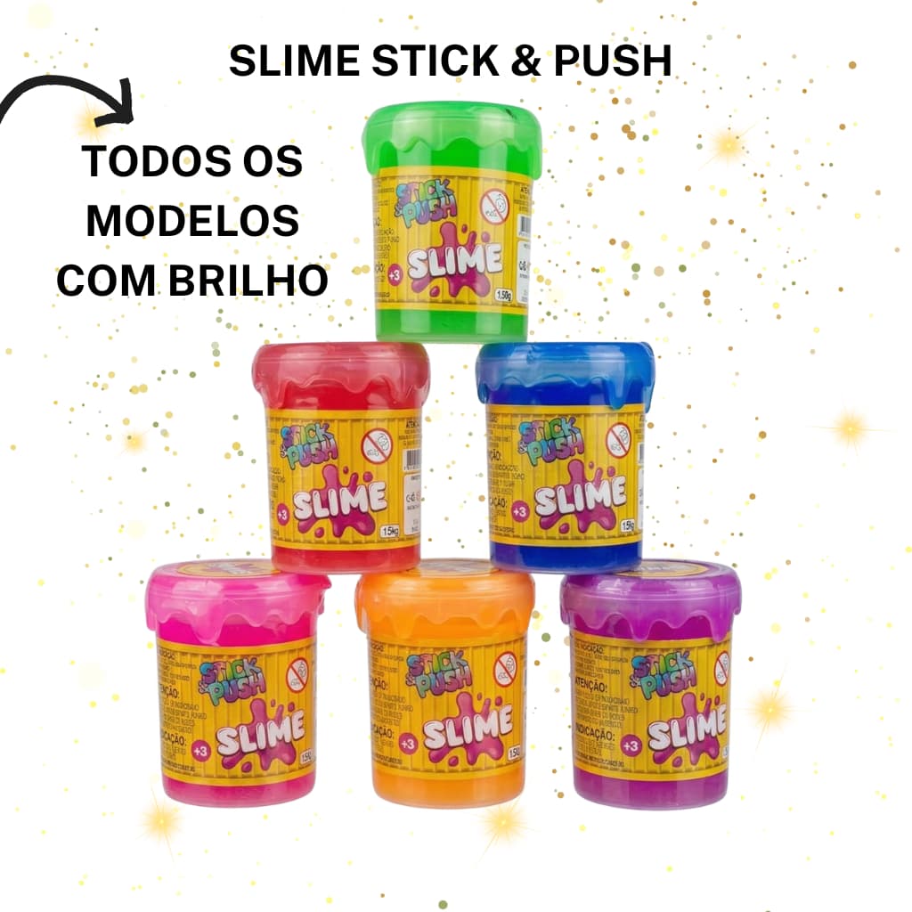 Kit Slime Stick And Push 120g Lembrancinha Festa Atacado