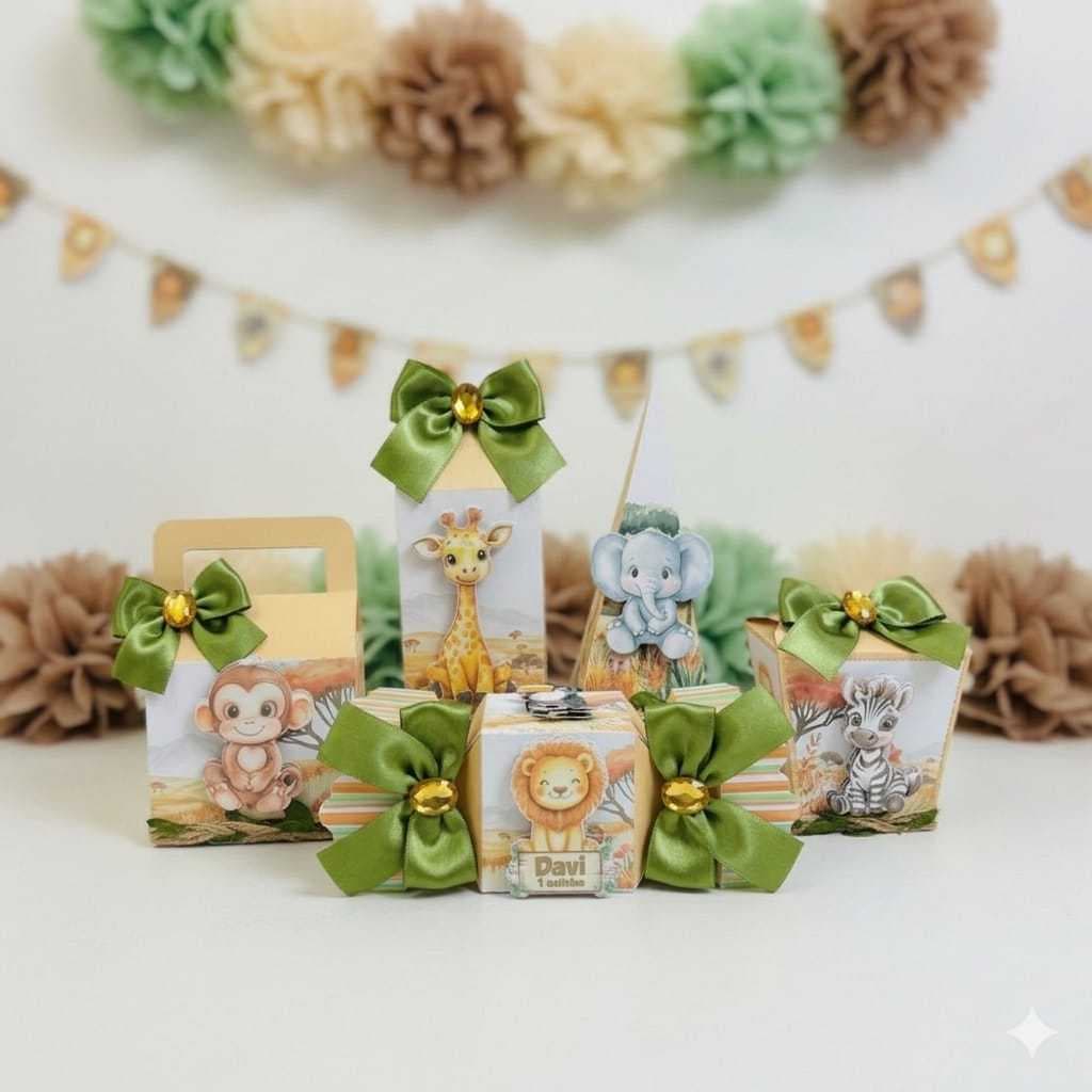 PEGUE E MONTE - KIT FESTA CAIXINHA PERSONALIZADAS LEMBRANCINHA SAFARI