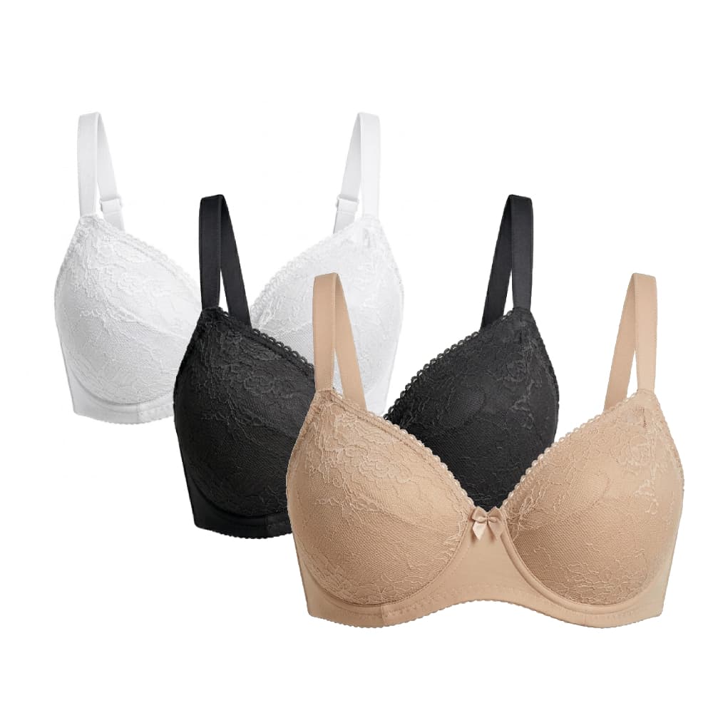 Kit 2 ou 1 Sutiã Plus Size Com Bojo Rendado Alça Reforçada Confortável e Ajustável Edumara