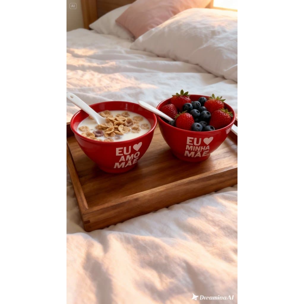 Presente Dia das Mães - Cumbuca Bowl com Colher Frase Eu Amo Minha Mãe 30 unidades