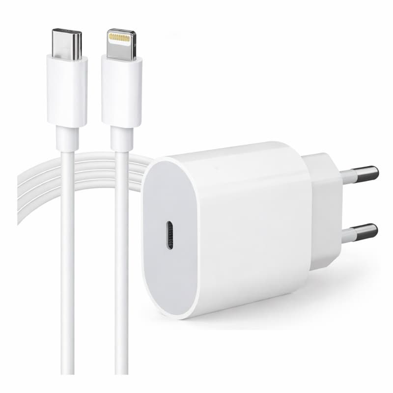 Kit Carregador iPhone Turbo Tipo-C 20W + Cabo Lightining para IPhone Carga rápida