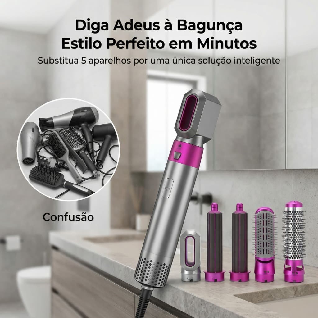 Escova Secadora Airwrap 5 em 1 Profissional  Alta Potência Modelador Alisador Cachos ENVIO IMEDIATO