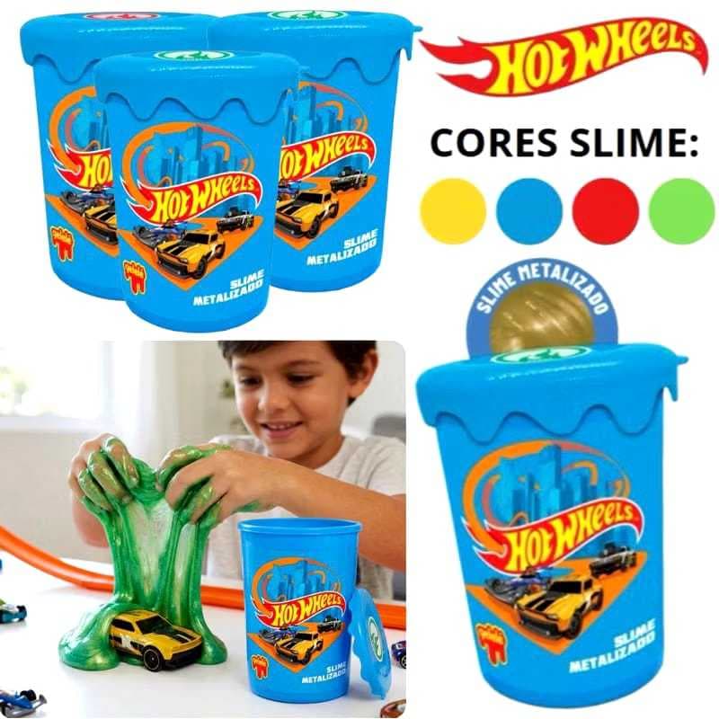 Slime Metalizado Hot Wheels - Potinho 180g COR:Azul/Vermelho/Verde/Dourado