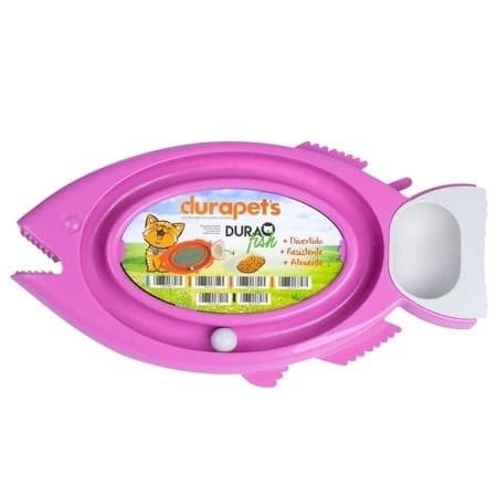 Arranhador Interativo Gato Durafish Toys DuraPets 3 em 1: Brinquedo, Comedouro e Arranhador - Rosa Pink