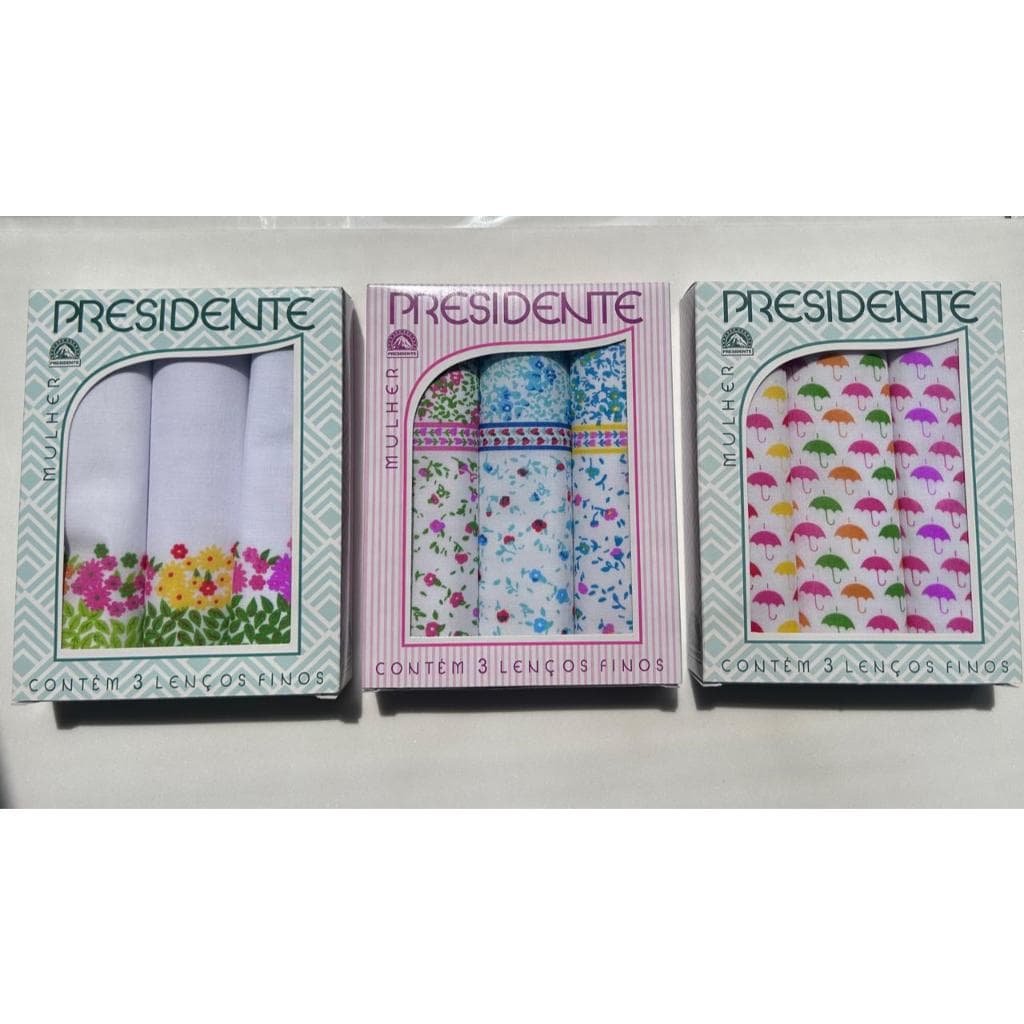 LENÇO FEMININO PRESIDENTE 100%ALGODÃO ESTAMPADOS CX C/3