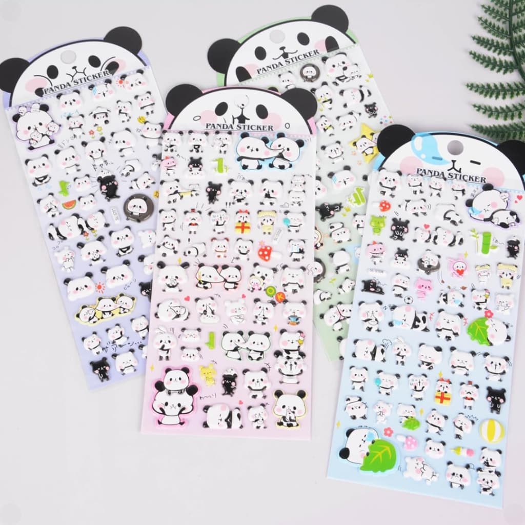 Cartela De Adesivos 3D Bichinhos Kawaii Panda Gatinho Pinguim Fofo Alto Relevo Infantil Caderno