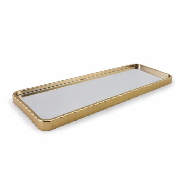 Bandeja Decorativa Espelhada Oval e Preto e Dourada Luxo Para Quarto, Sala, Lavabo