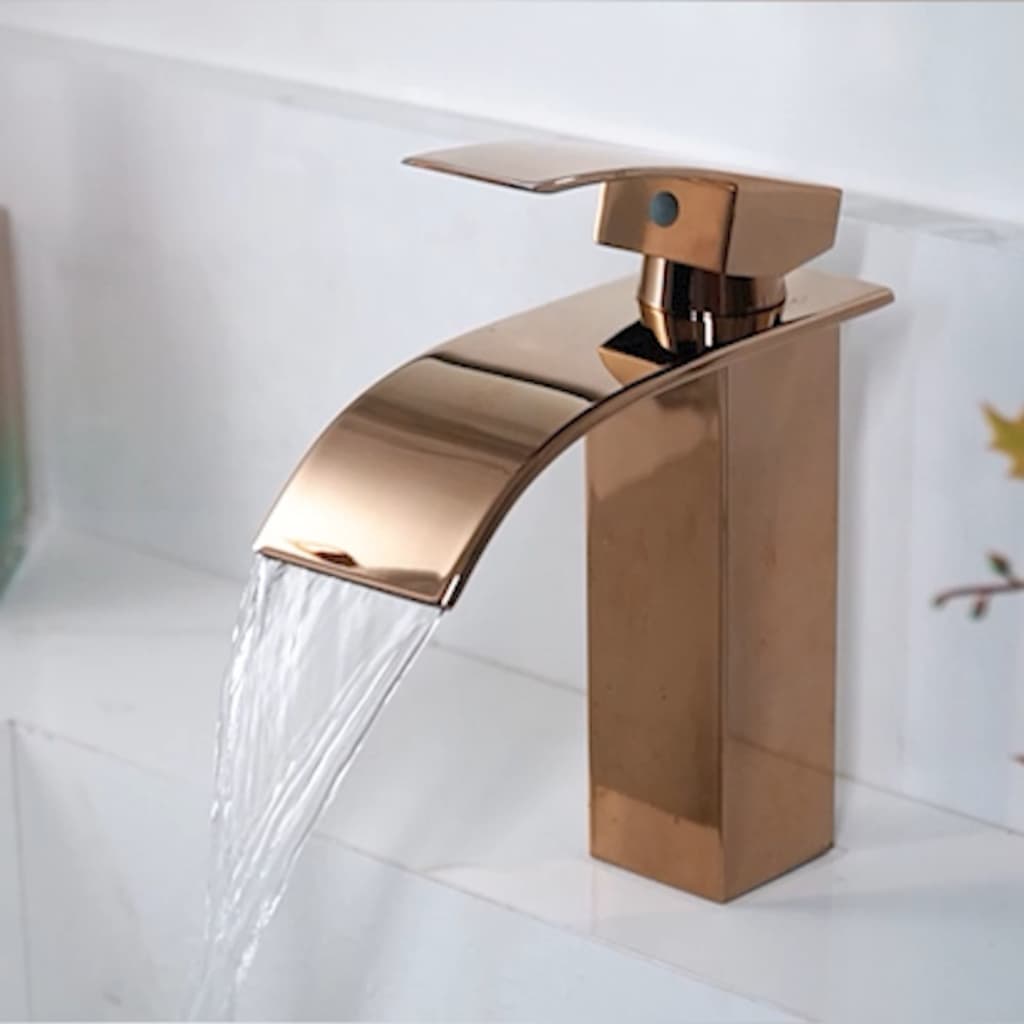 Torneira Banheiro Monocomando Misturador Cascata Rose Gold