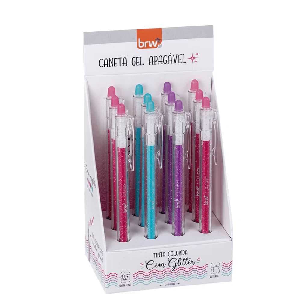 Caneta Esferográfica Gel Glitter BRW Apagável - 1 Unidade