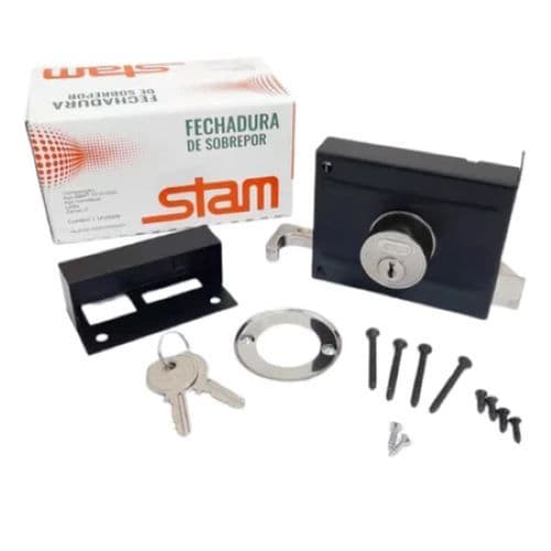 Fechadura para Portão Sobrepor Inox Preto Fosco - Resistente e Versátil para Portões Externos